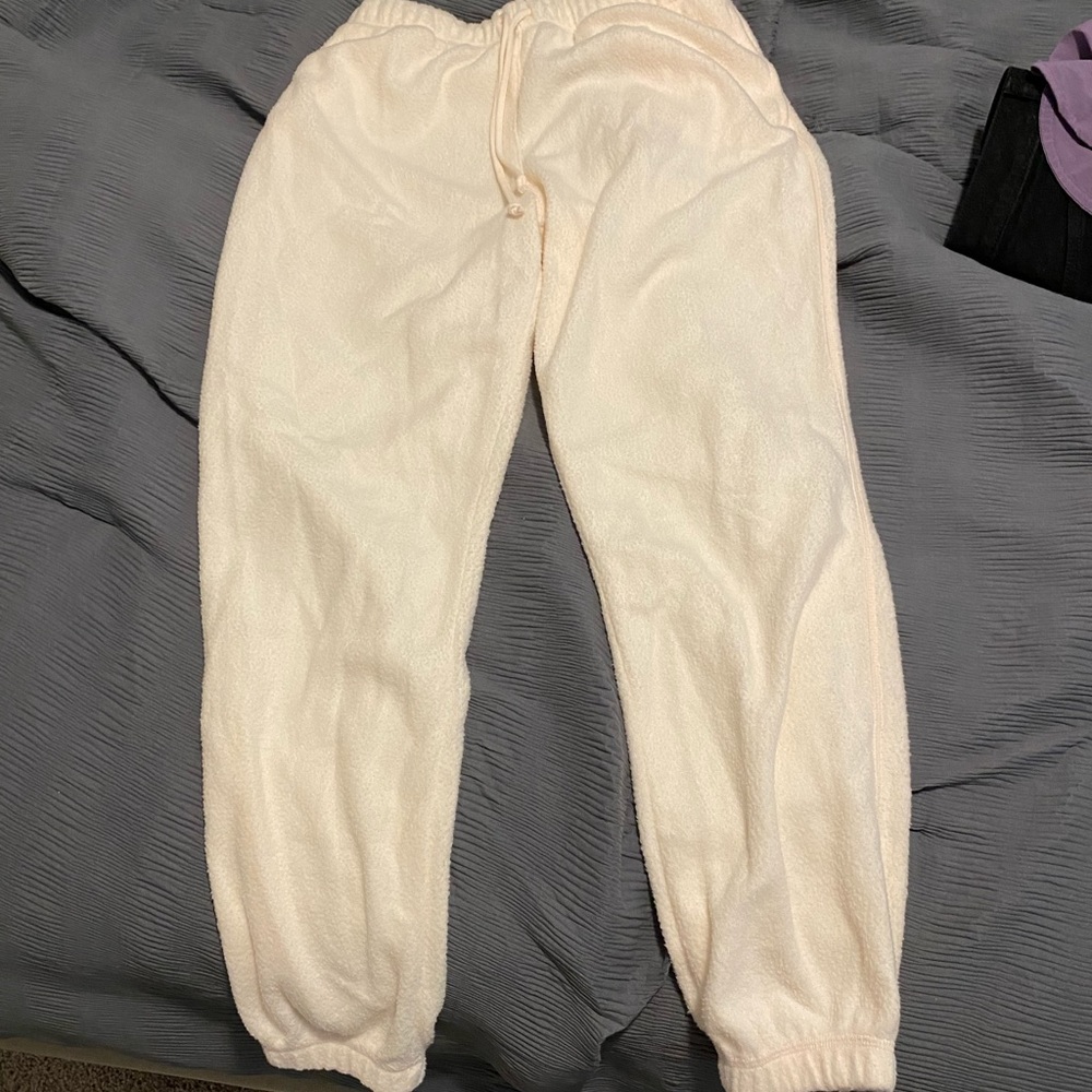 cream furry sweatpants